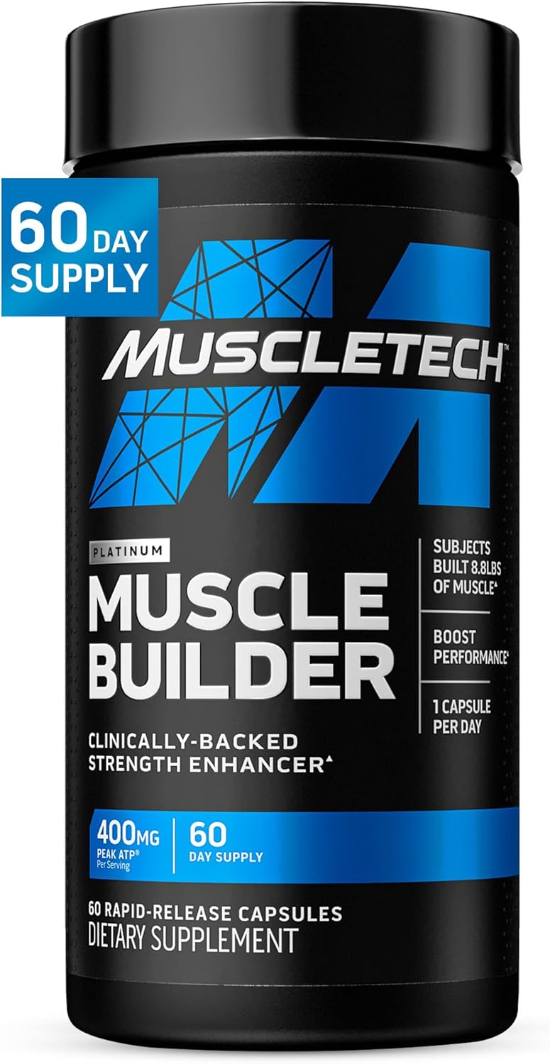 Nitric Oxide Booster Supplements for Men & Women - Muscle Builder with 400mg Peak ATP - Enhances Strength & Performance (60 Capsules)