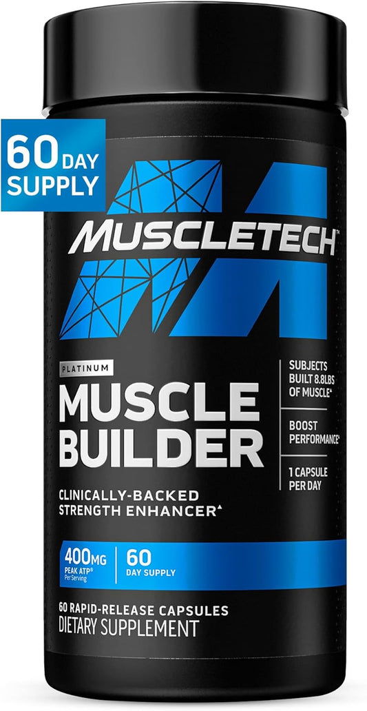 Nitric Oxide Booster Supplements for Men & Women - Muscle Builder with 400mg Peak ATP - Enhances Strength & Performance (60 Capsules)