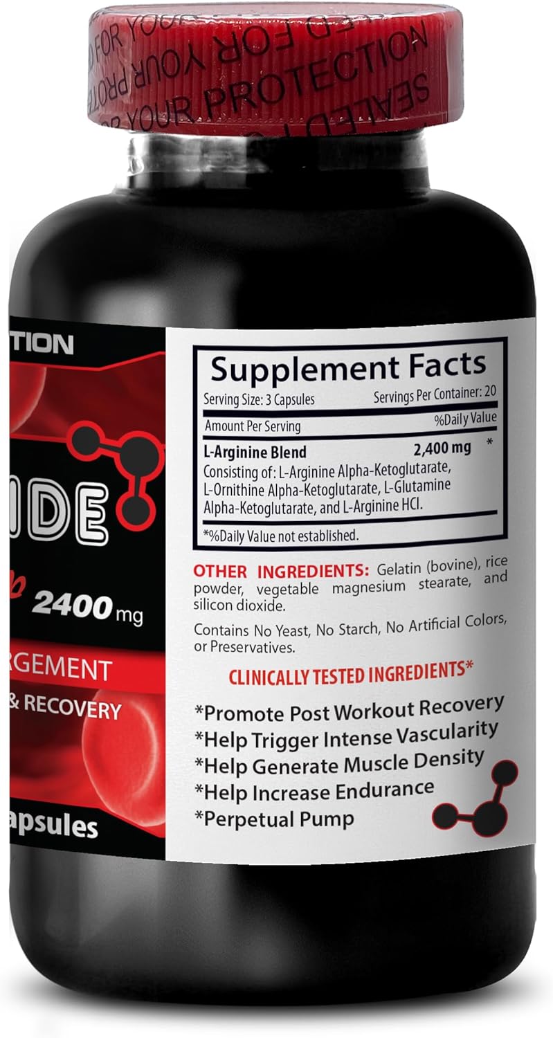 Nitric Oxide Muscle Pump Supplements for Extreme Strength and Growth - 2400mg Workout Pills for Men and Women - 2 Bottles 120 Capsules