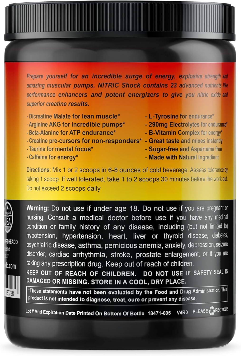 Nitric Shock Pre Workout Supplement - Boost Energy and Muscle Pumps - Nitric Oxide Booster Powder - 30 Servings, Fruit Punch Flavor