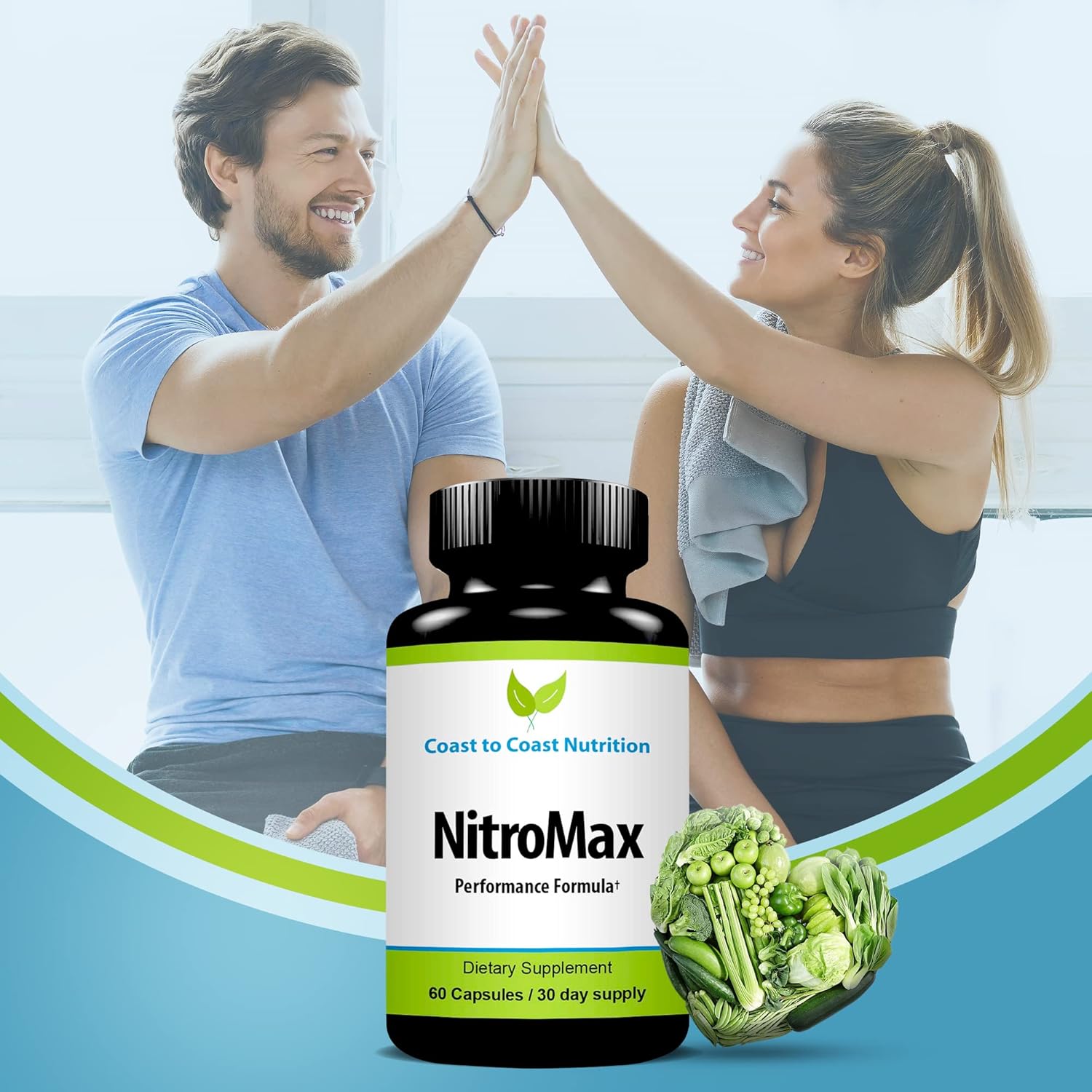 NitroMax Performance Formula: L-Arginine Nitric Oxide Supplement for Muscle Building, Energy, Circulation - 60 Capsules