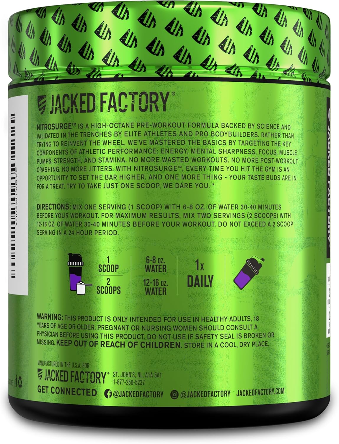 NITROSURGE Pre Workout Supplement - Boost Energy, Increase Strength, Enhance Focus, Maximize Pumps - Nitric Oxide Booster & Preworkout Powder - 30 Servings, Grape Flavor