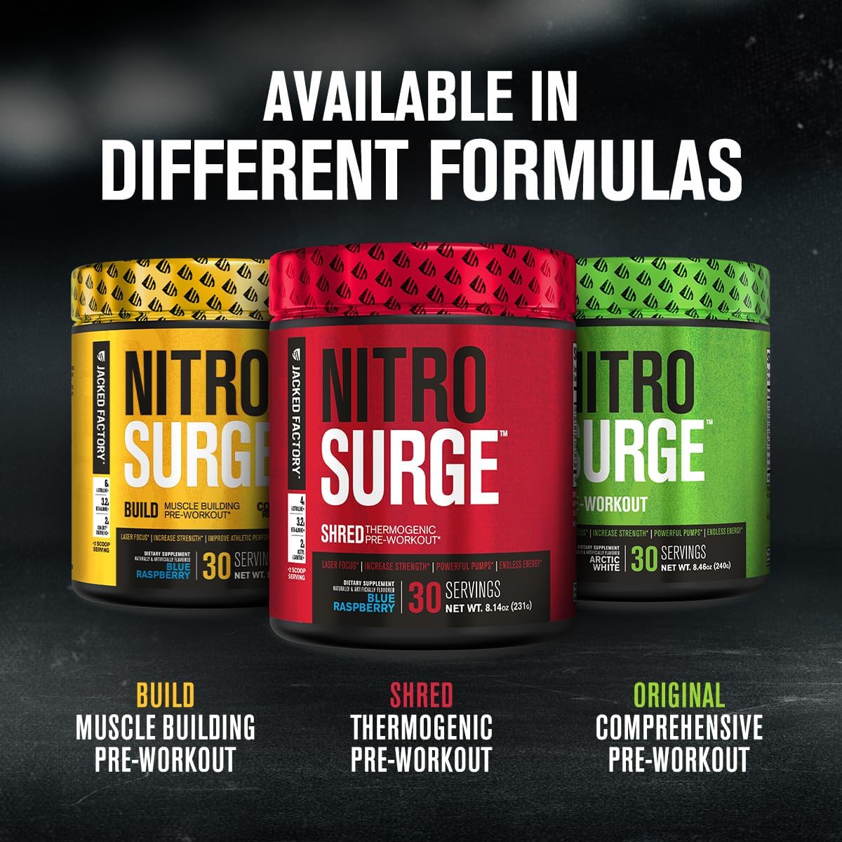 NITROSURGE Shred Pre Workout Supplement - Energy Booster with Instant Strength Gains, Sharp Focus, and Powerful Pumps - Nitric Oxide Booster & PreWorkout Powder in Watermelon Flavor - 30 Servings