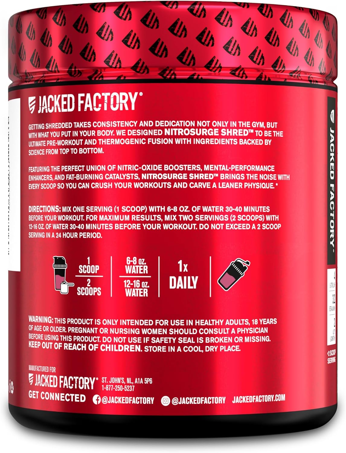 NITROSURGE Shred Pre Workout Supplement - Energy Booster with Instant Strength Gains, Sharp Focus, and Powerful Pumps - Nitric Oxide Booster & PreWorkout Powder in Watermelon Flavor - 30 Servings