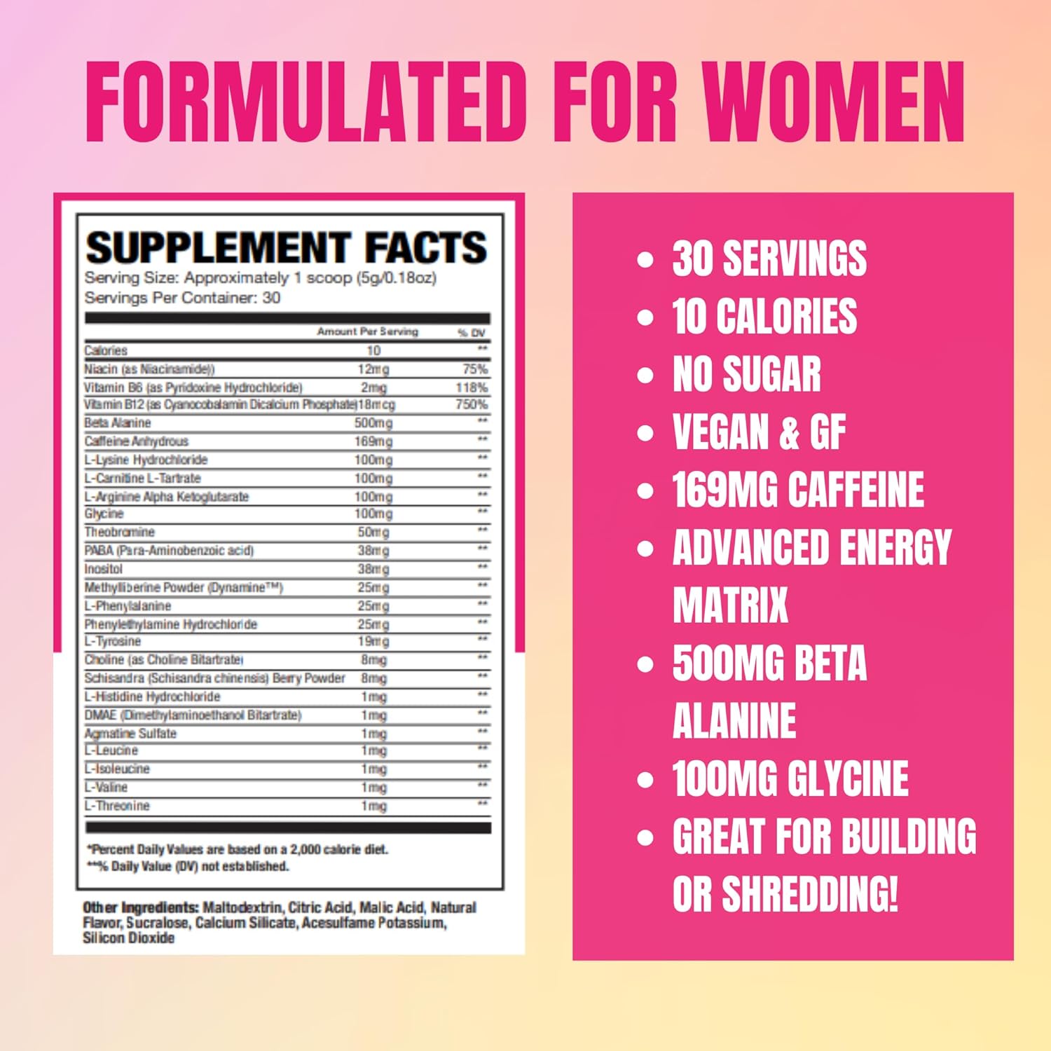 NLA for Her Uplift Pre-Workout - Hawaiian Sunset Flavor - Clean Energy Boost for Women - Supports Athletic Performance - Vegan and Gluten-Free - 30 Servings