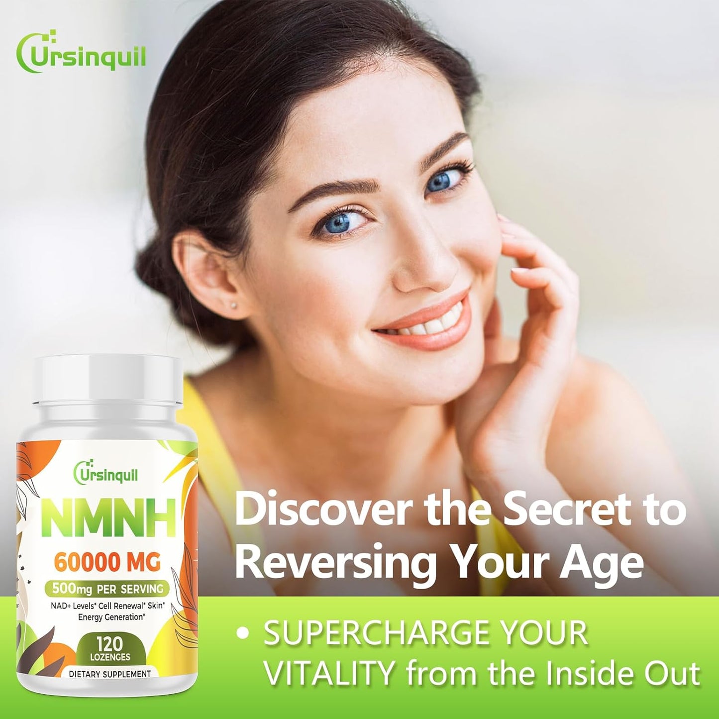 NMNH 500mg Sublingual NAD Supplement for Anti-Aging, Energy, Immunity - 240 Servings