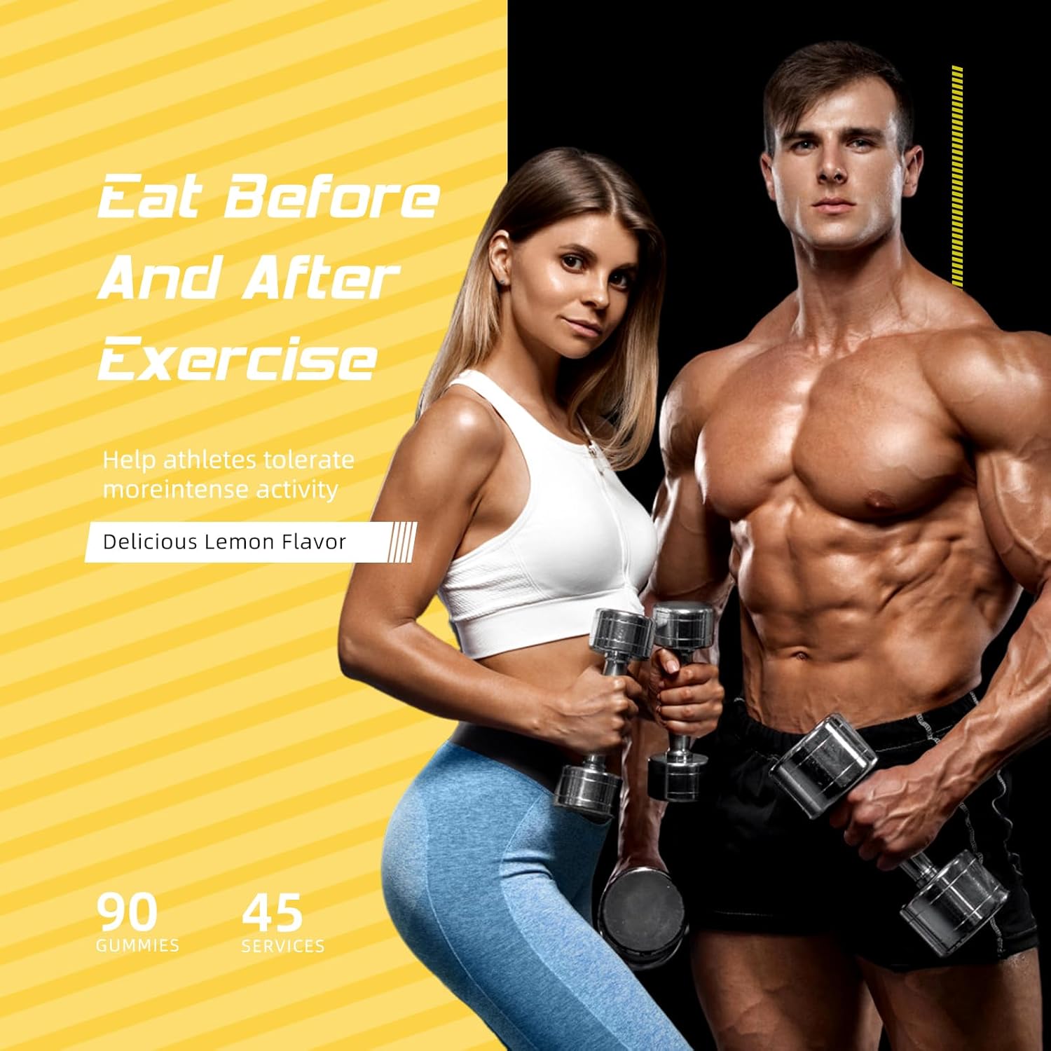 NOAVII Creatine Monohydrate Gummies 5000mg - Muscle Strength & Energy Boost - 90 Lemon Gummies