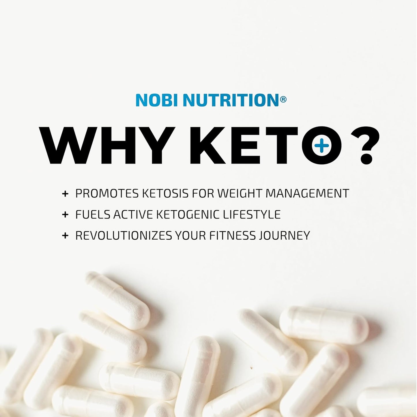 Nobi Nutrition Keto Pills with Apple Cider Vinegar & BHB - 1000mg Exogenous Ketones for Metabolism & Ketosis Support - Gluten-Free 60 Capsules