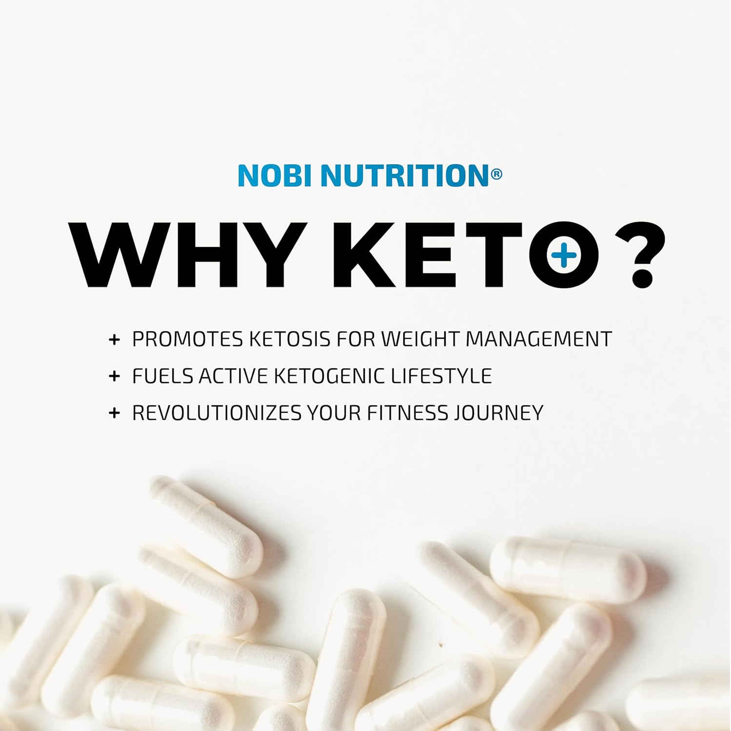 Nobi Nutrition Keto Pills with Apple Cider Vinegar & BHB - 1000mg Exogenous Ketones for Metabolism & Ketosis Support - Gluten-Free 60 Capsules
