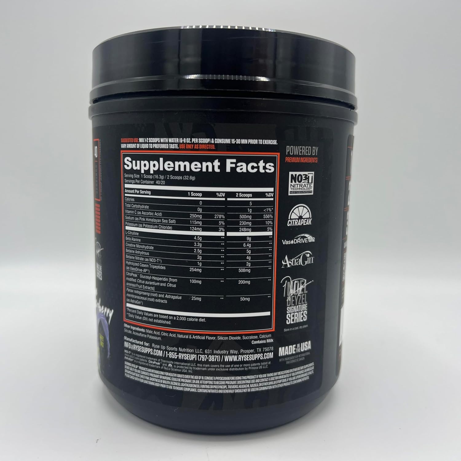 Noel Deyzel Non Stim Pre Workout Supplement | RYSE Signature Series Pump Daddy V2 | Citrulline, Beta Alanine, Creatine | 40 Servings (Blue Raspberry)