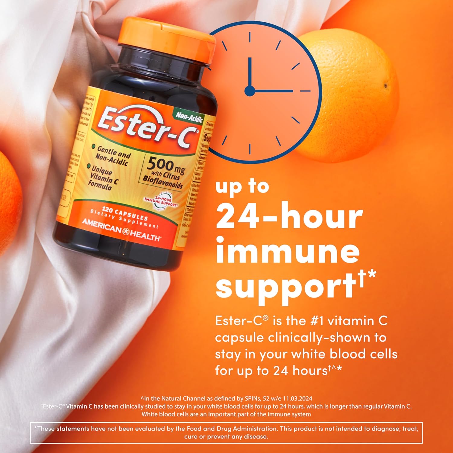 Non-Acidic Vitamin C Capsules with Citrus Bioflavonoids - Gentle on Stomach, Non-GMO, 500mg, 240 Count - 120 Servings