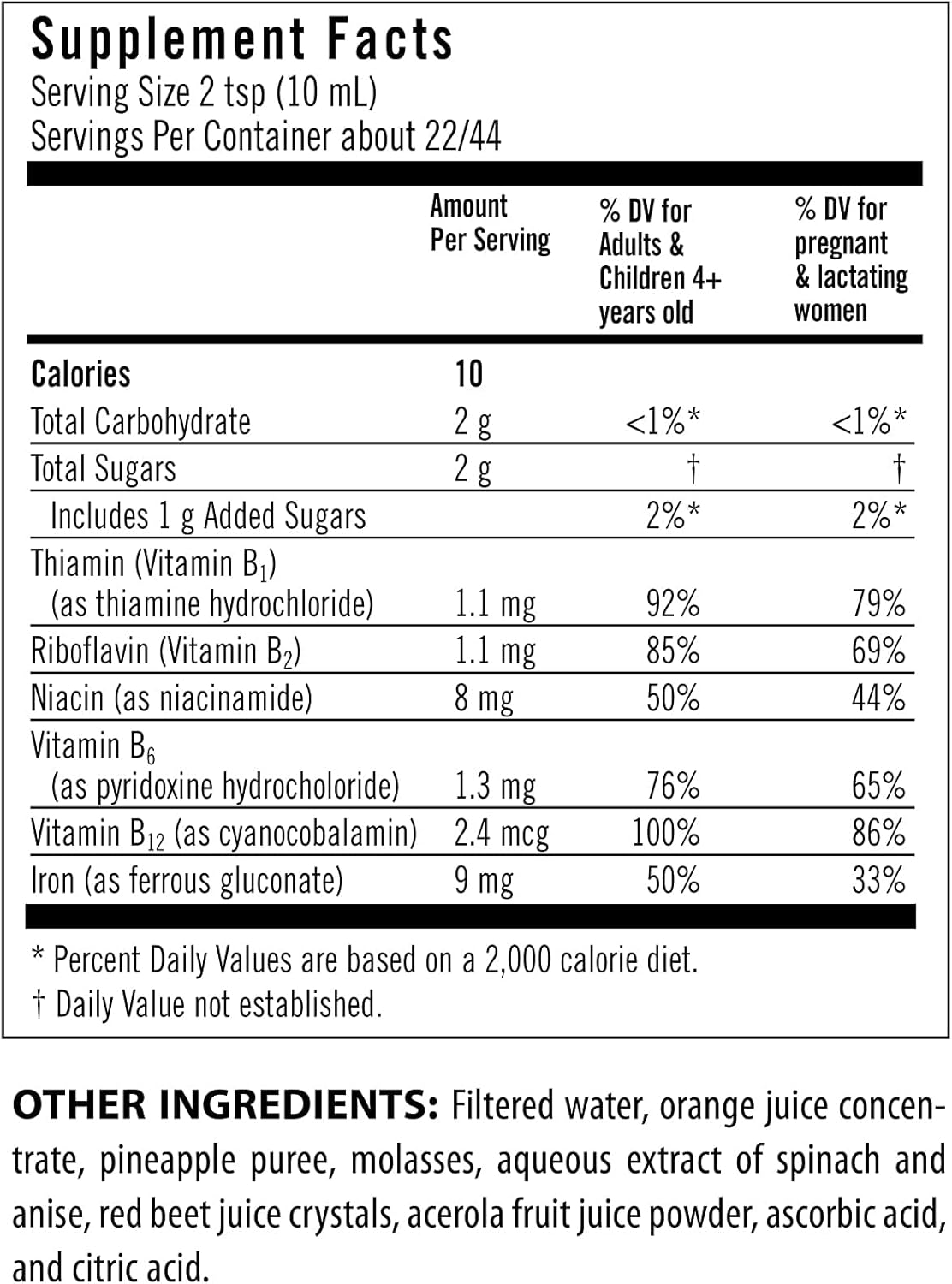 Non-Constipating Flora Iron with B-Vitamin Complex for Healthy Iron Levels - Highly Absorbable Liquid Iron & Vitamin-B - Vegan, Gluten Free - 15oz Bottle