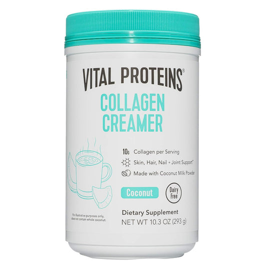 Non-Dairy Collagen Coffee Creamer with MCTs - Coconut Flavor - 10.3oz - Supports Hair, Skin, Nails - Low Sugar Supplement