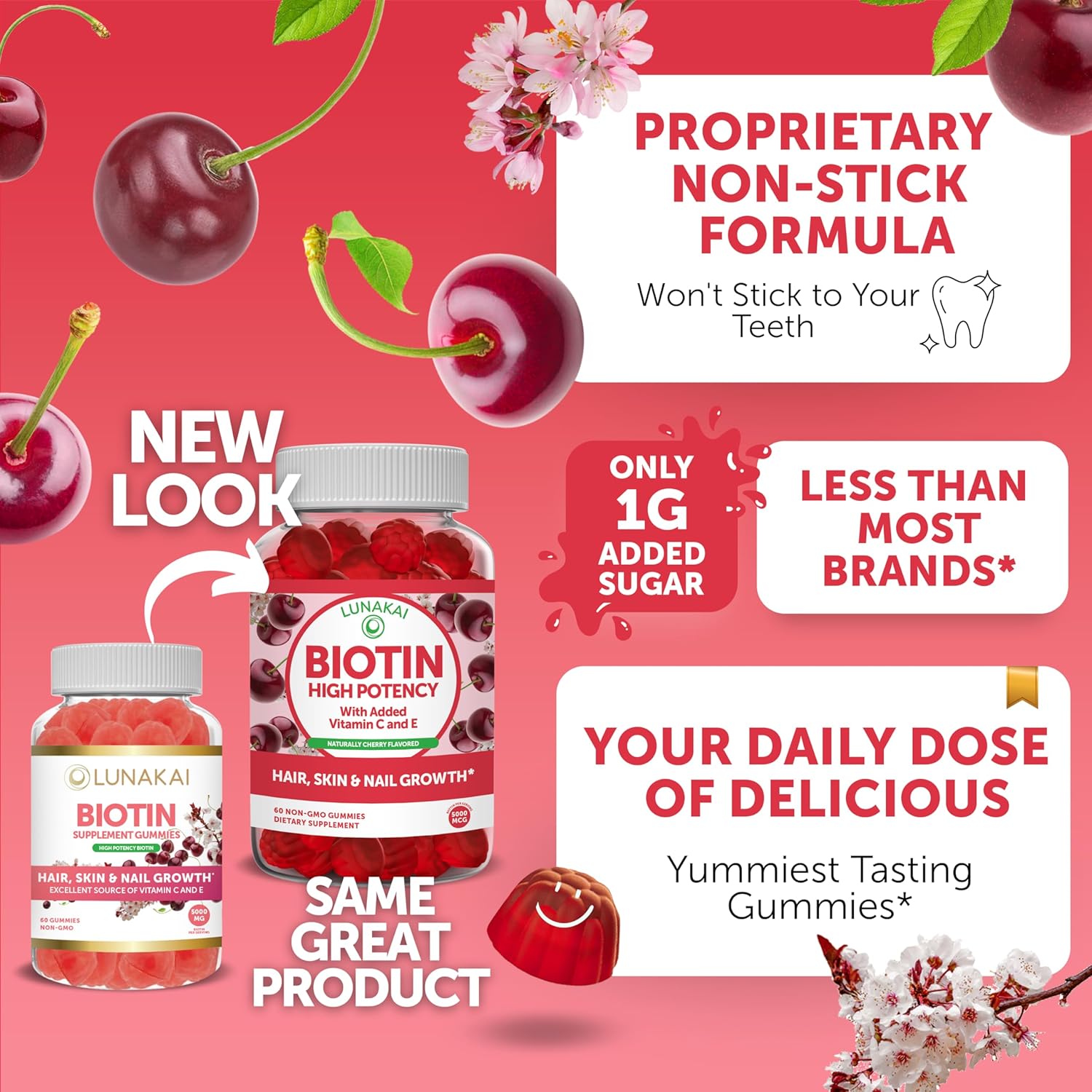 Non-GMO Anti Aging Collagen & Biotin Gummies Bundle for Hair, Skin, & Youth - Men & Women - 30 Days