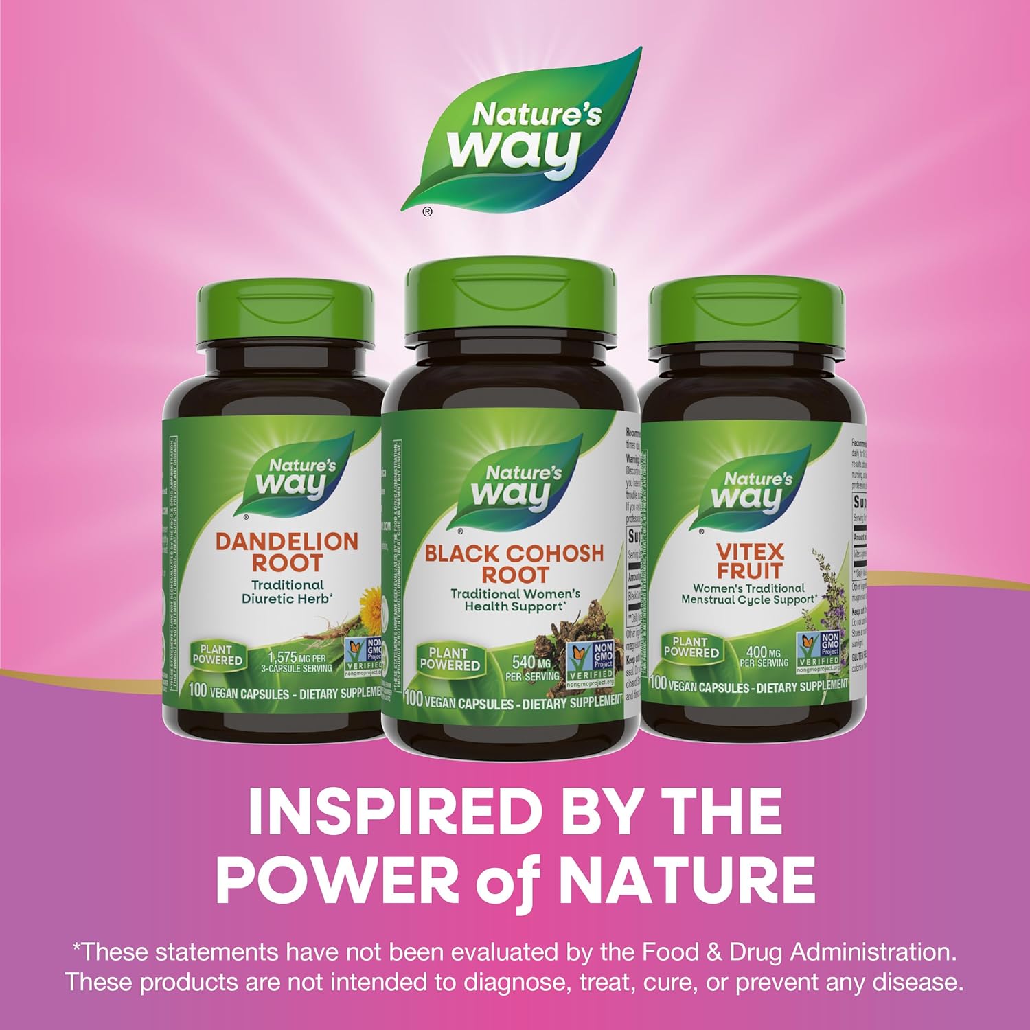 Non-GMO Black Cohosh Root Capsules for Women's Health Support - 540mg per Serving, Vegan, 100 Capsules - Nature's Way