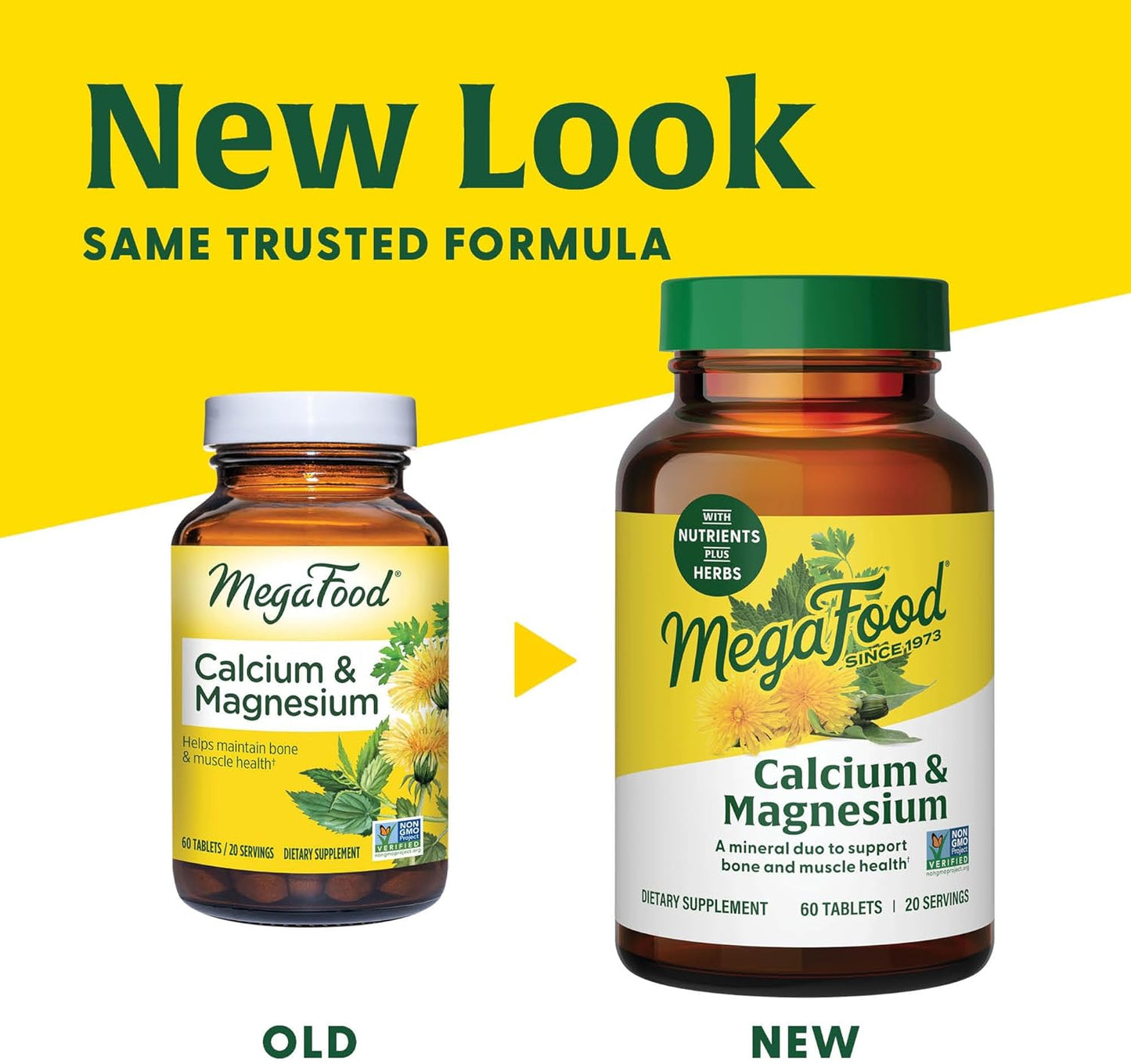 Non-GMO Calcium Magnesium Supplement for Bone & Heart Health - 90 Tabs - Fermented Magnesium Glycinate - Men & Women