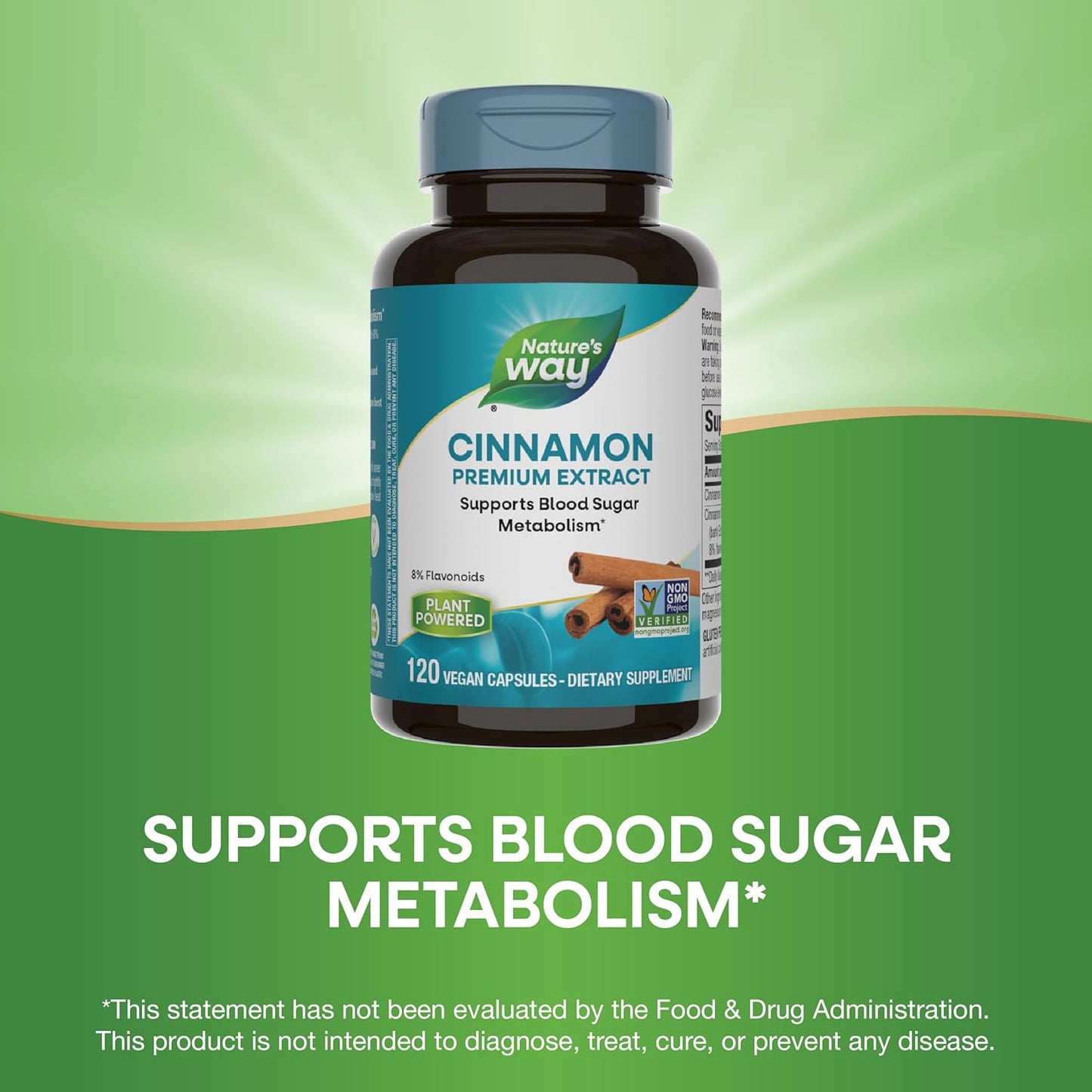 Non-GMO Cinnamon Extract Capsules - Supports Carb Metabolism - 8% Flavonoids - 240 Vegan Capsules