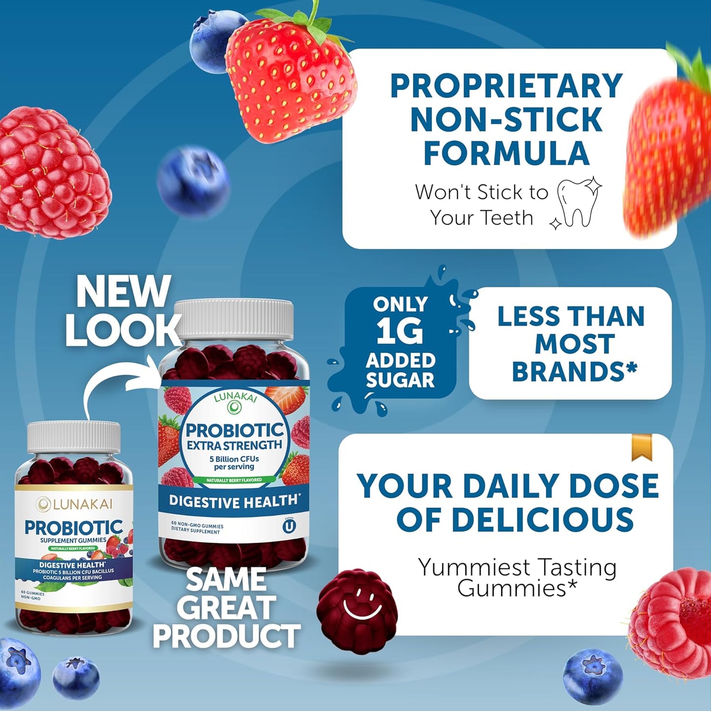 Non-GMO Collagen and Probiotic Gummies Bundle for Anti-Aging, Hair Growth, Skin Care, and Digestive Health - Gluten Free - 30 Days Supply