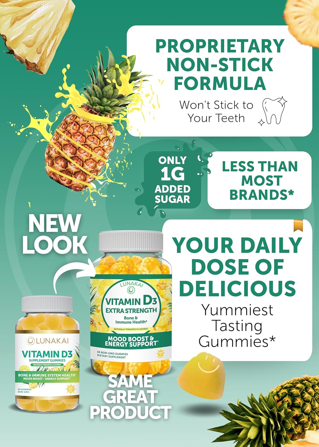 Non-GMO Collagen and Vitamin D3 Gummies Bundle for Immunity, Bones, and Mood - Anti Aging Supplements for Adults - 30 Day Supply