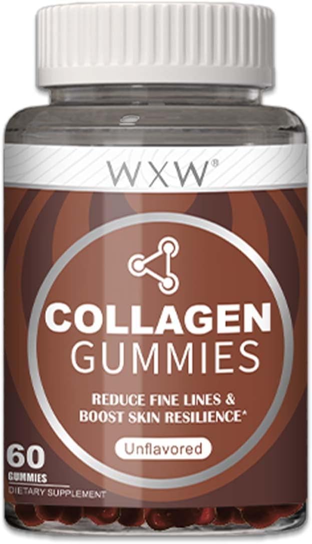 Non-GMO Collagen Peptides Gummies with Biotin, Zinc, Vitamins C & E for Hair, Skin, Nails - 60ct Unflavored Formula