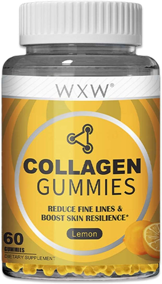 Non-GMO Collagen Peptides Gummies with Biotin, Zinc, Vitamins C & E for Hair, Skin, and Nails - 60ct Lemon Flavor