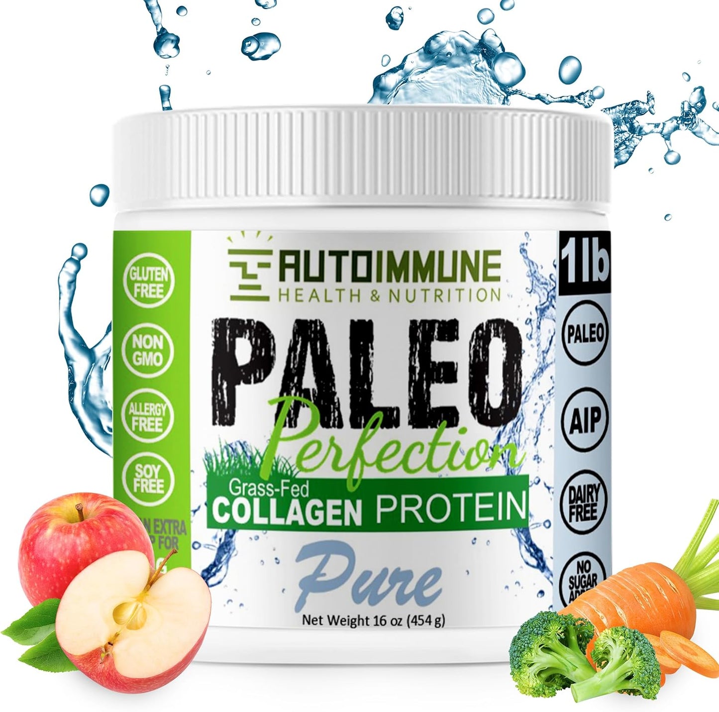 Non GMO Grass-Fed Beef Collagen Protein Powder for Autoimmune Health & Nutrition - 1 lb - Women & Men - Soy, Gluten, Dairy Free