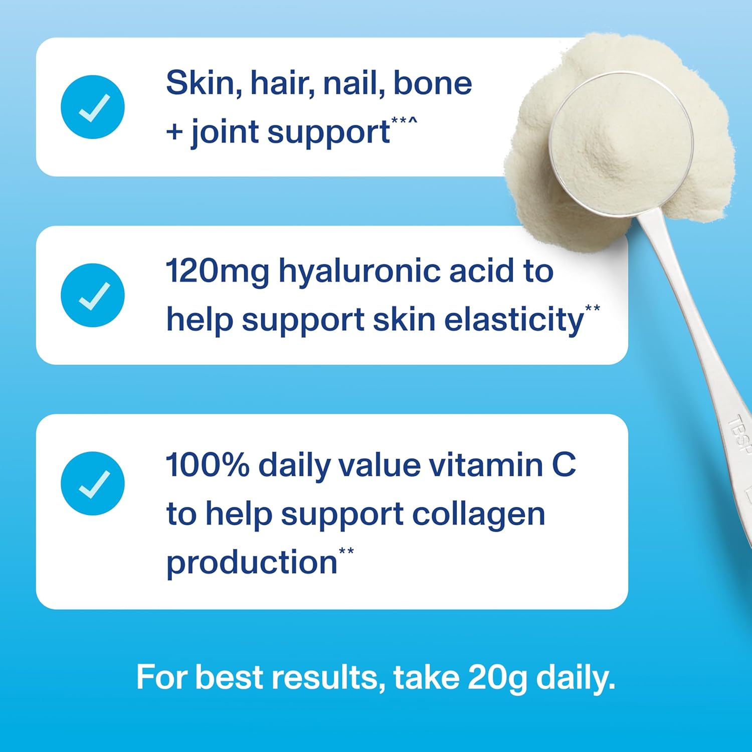 Non-GMO Grass Fed Collagen Powder with Hyaluronic Acid and Vitamin C - 9.33oz Unflavored Supplement