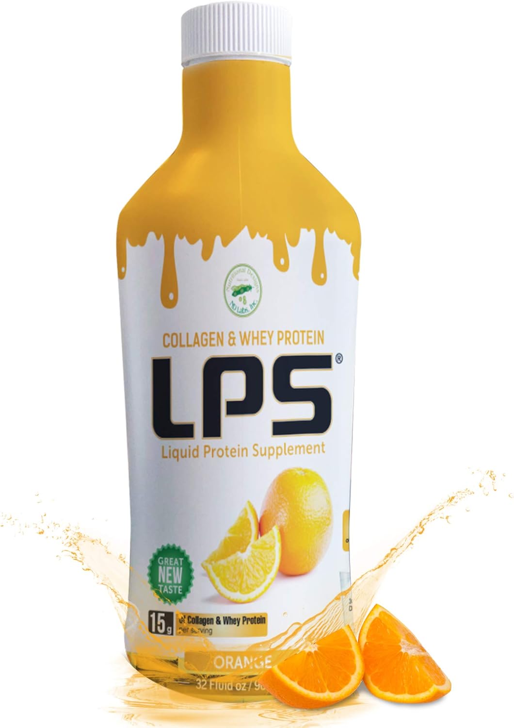 Non-GMO Liquid Collagen & Whey Protein Supplement - Sugar-Free Drink for Healthy Skin & Hair - Orange Flavor for Men & Women