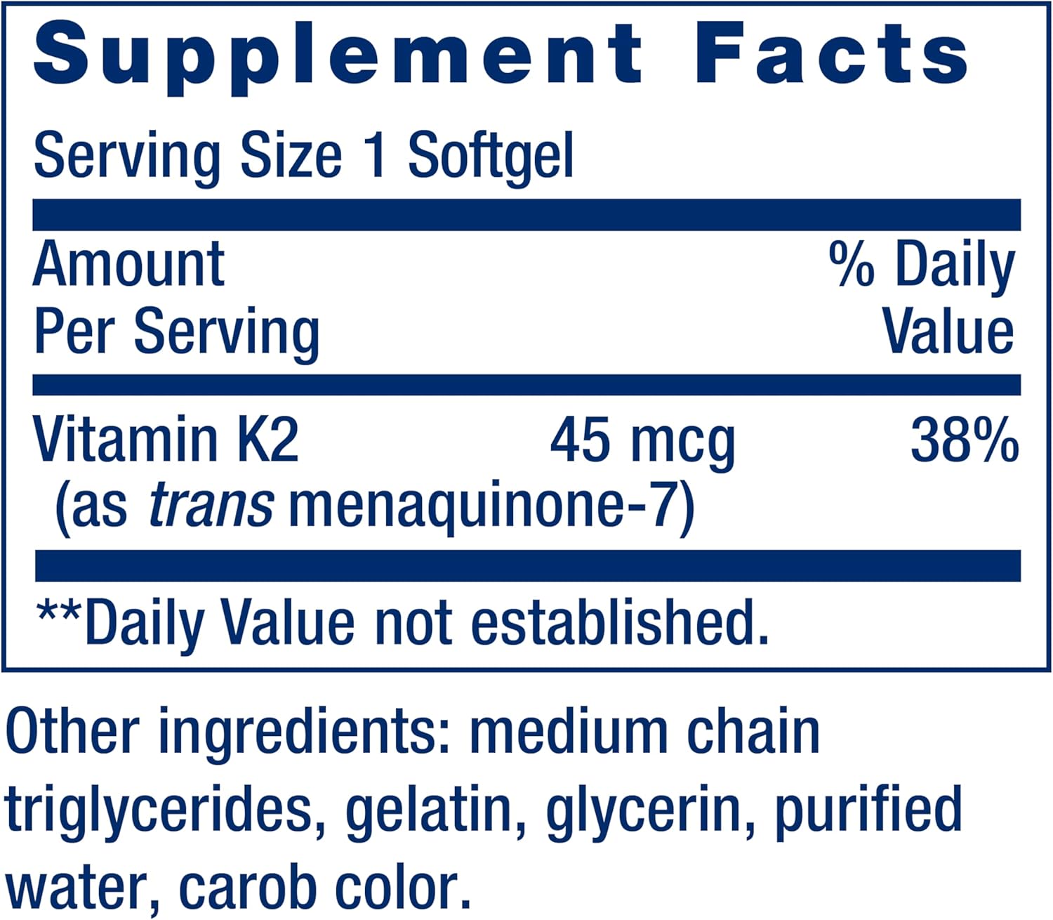 Non-GMO Low Dose Vitamin K2 Softgels for Arterial Health - 90 Gluten-Free Capsules by Life Extension