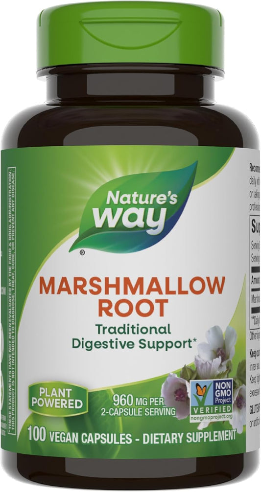 Non-GMO Marshmallow Root Capsules for Digestive Support - Vegan Friendly Supplement by Nature's Way