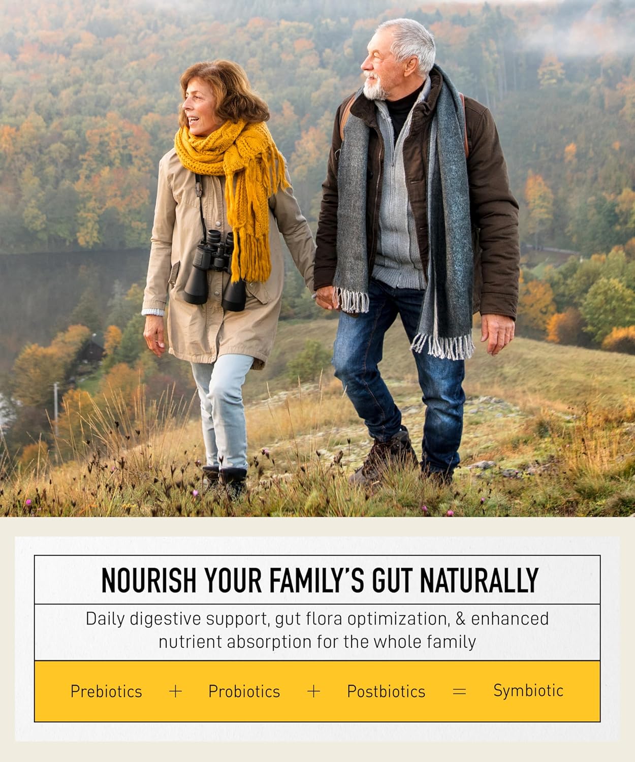 Non-GMO Probiotic Family with Fermented Soybean, Banana, & Blueberry - Digestion & Gut Support - Prebiotics, Postbiotics, Digestive Enzymes - 60 Capsules