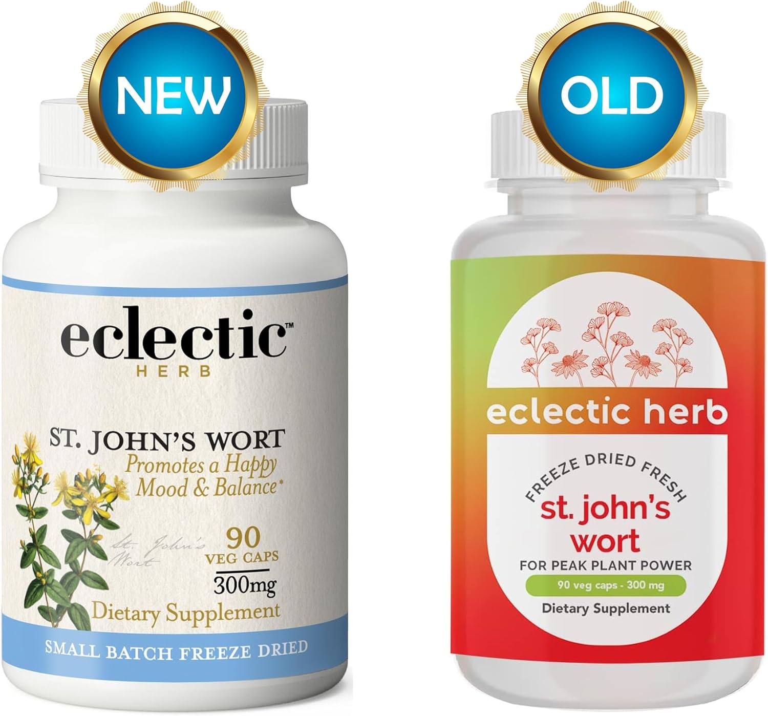 Non-GMO Raw Fresh Freeze-Dried St. John's Wort Capsules | Herbal Mood Support Supplement - 90 Count