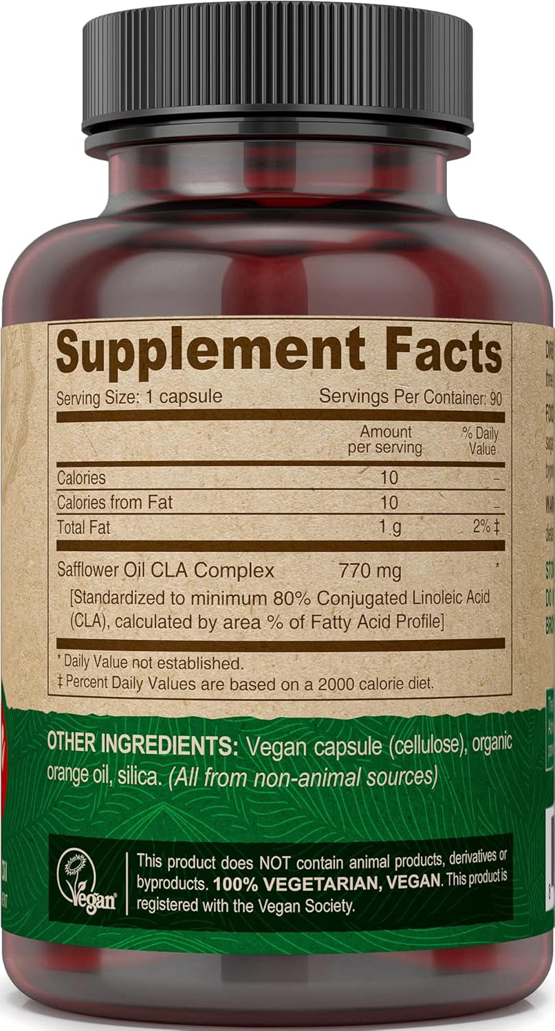 Non-GMO Safflower Oil CLA Supplements by DEVA Vegan Vitamins - 90 Capsules