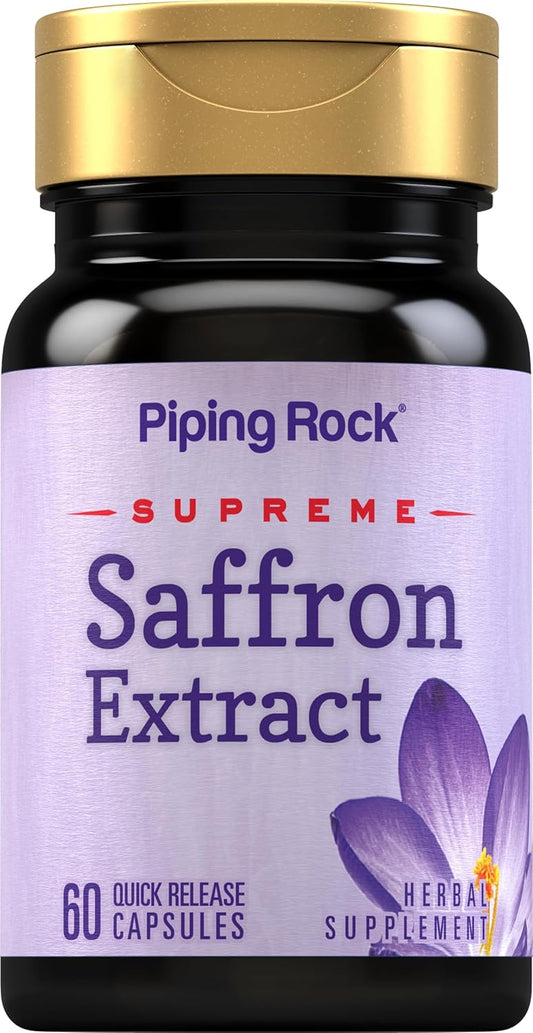 Non-GMO Saffron Supplement Capsules for Women & Men - 60 Extract Capsules | Gluten Free by Piping Rock