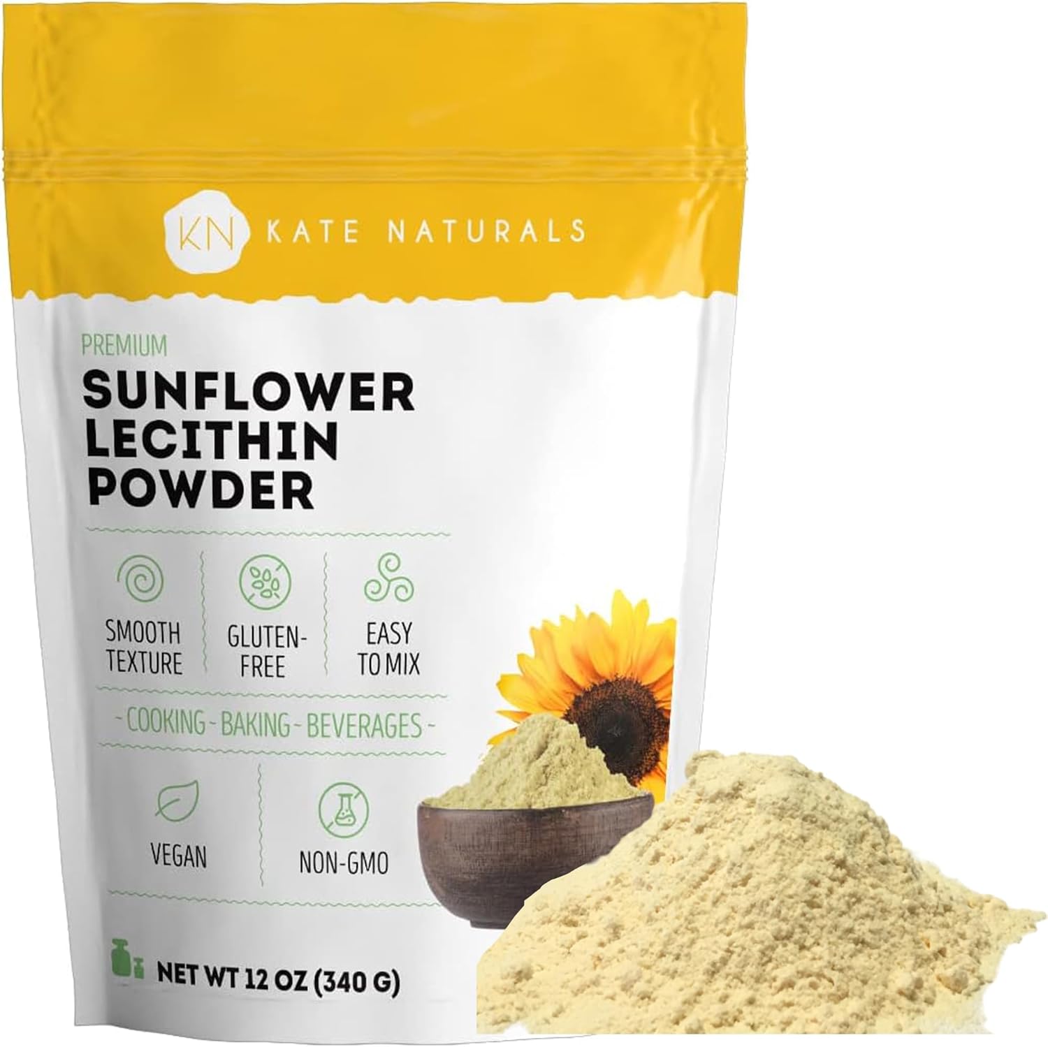 Non-GMO Sunflower Lecithin Powder for Baking, Cooking, and Lactation Support - Soy Lecithin Substitute (12 oz)
