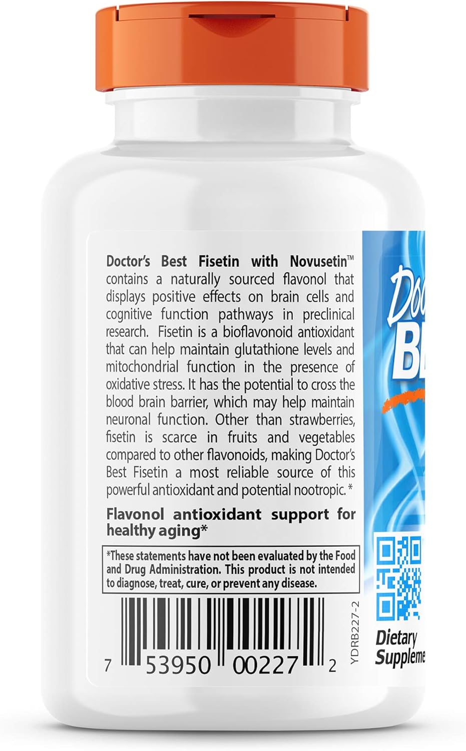 Non-GMO Vegan Fisetin with Novusetin Capsules, Gluten & Soy Free - 100mg, 30 Count
