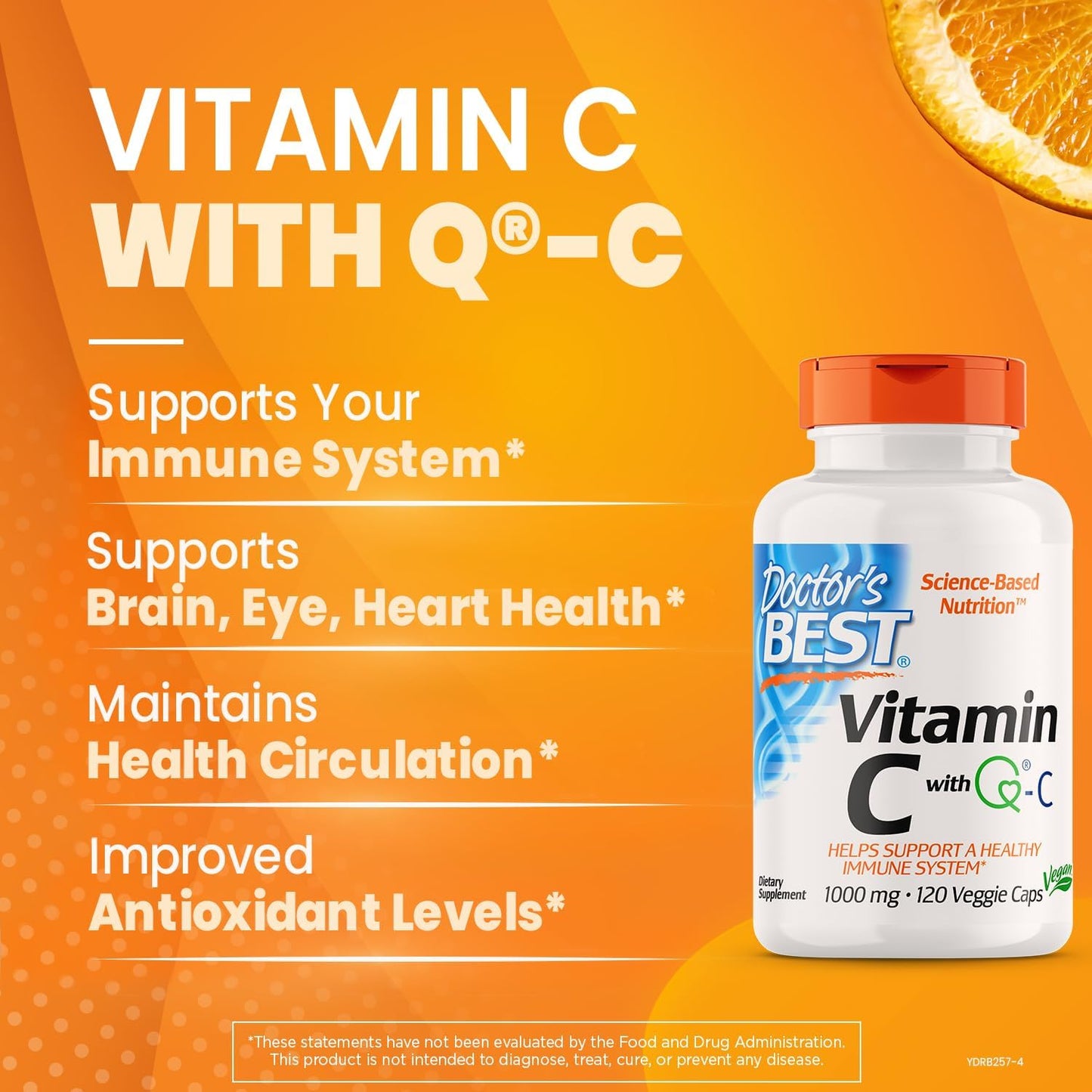 Non-GMO Vegan Vitamin C 1000mg Veggie Caps - Doctor's Best with Q-C, Gluten & Soy Free, 120 Count