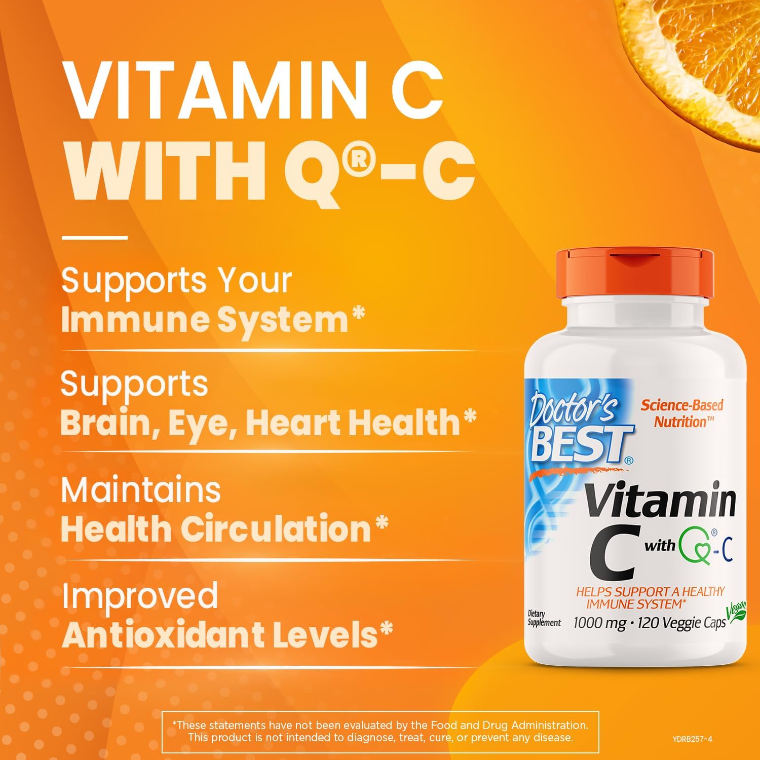 Non-GMO Vegan Vitamin C 1000mg Veggie Caps - Doctor's Best with Q-C, Gluten & Soy Free, 120 Count