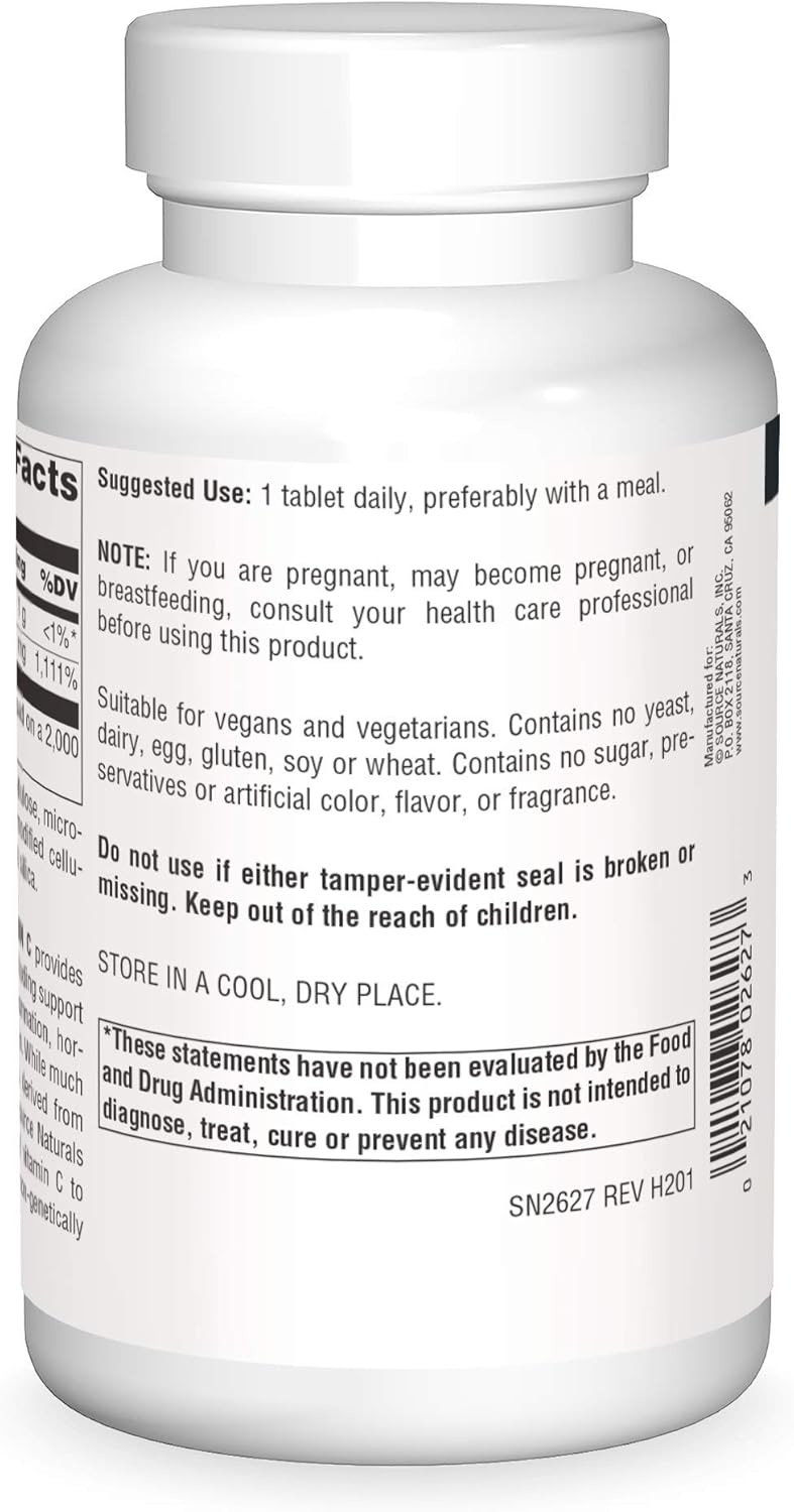 Non-GMO Vitamin C Tablet by SOURCE NATURALS - 120 Count Bottle for Immune Support and Antioxidant Boost