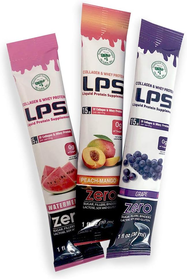 Non-GMO Watermelon Flavored LPS Liquid Collagen & Whey Protein Supplement - Sugar-Free Drink for Healthy Skin & Hair - 100 Single Serve Packets for Men & Women