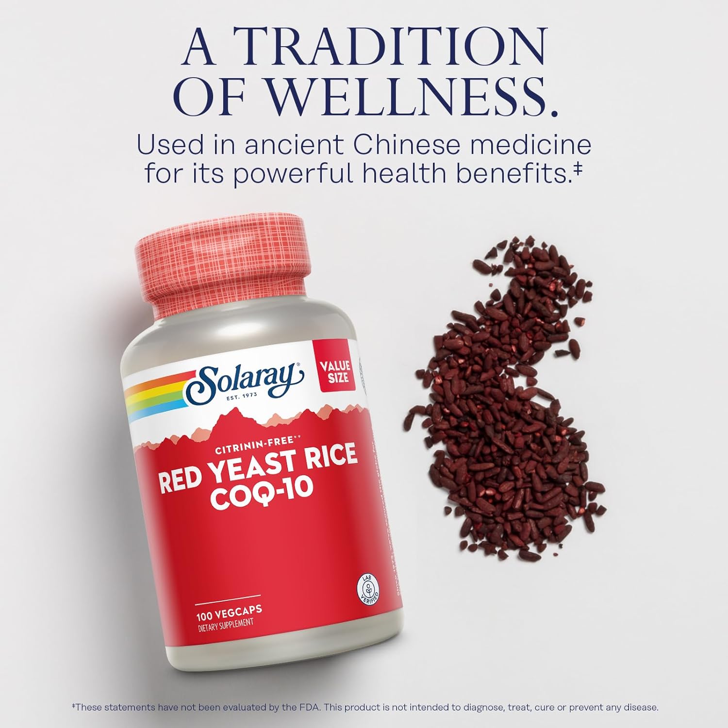 Non-Irradiated Red Yeast Rice with CoQ10 & Niacin - Citrinin Free - 60-Day Guarantee - Lab Verified - 100 Servings