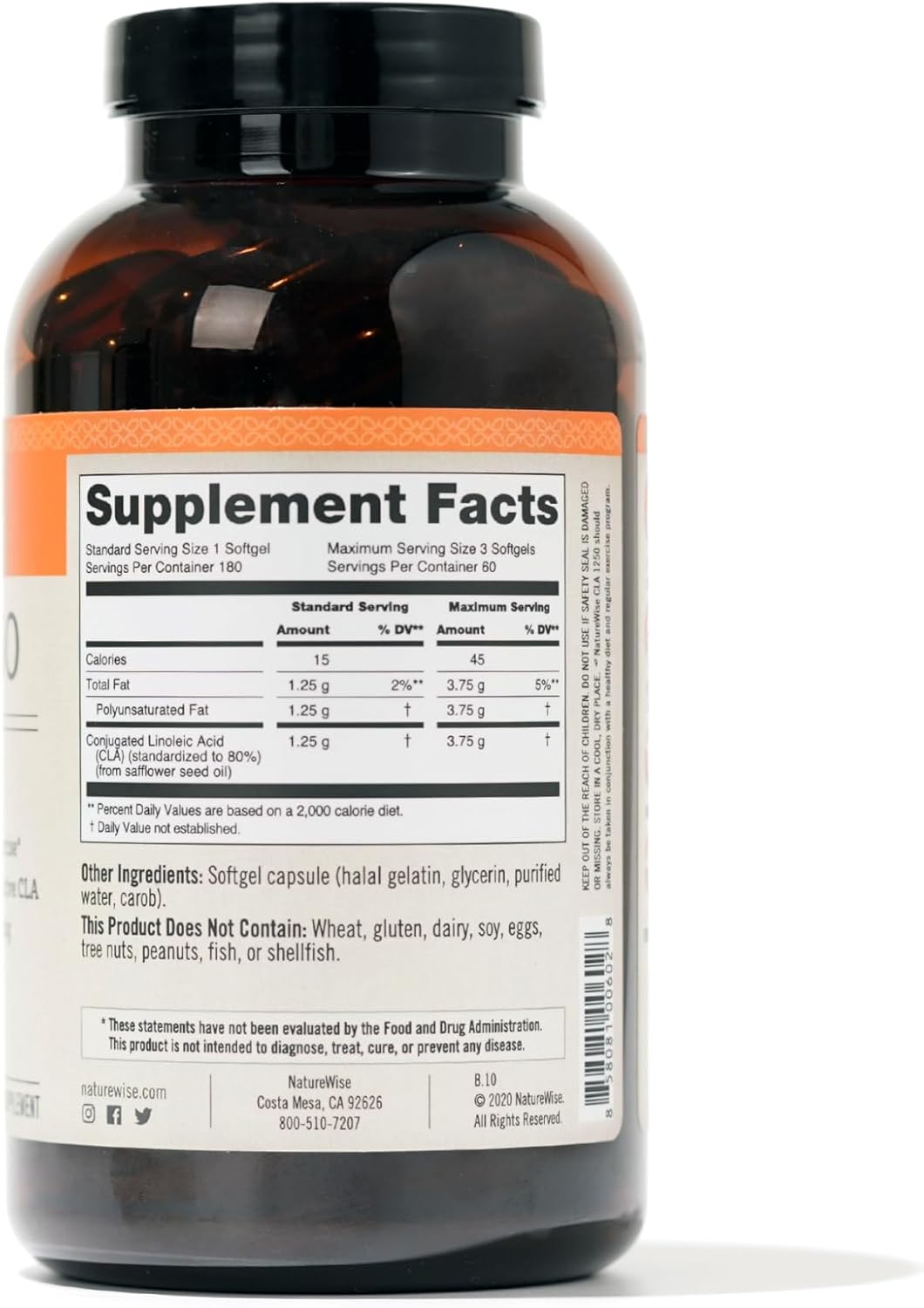 Non-Stimulating CLA Supplement for Women and Men - Supports Healthy Weight and Fitness Goals - Non-GMO, Gluten Free - 180 Softgels [2-Month Supply]