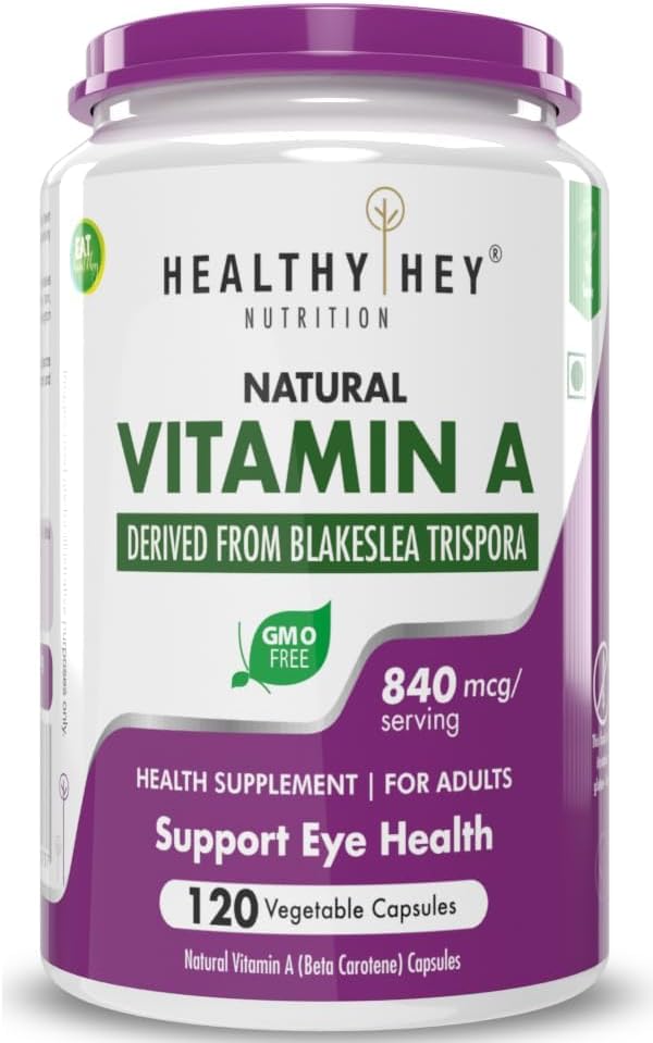 Non-Synthetic Natural Vitamin A Supplement from Beta Carotene | Non-GMO | 120 Veg Capsules
