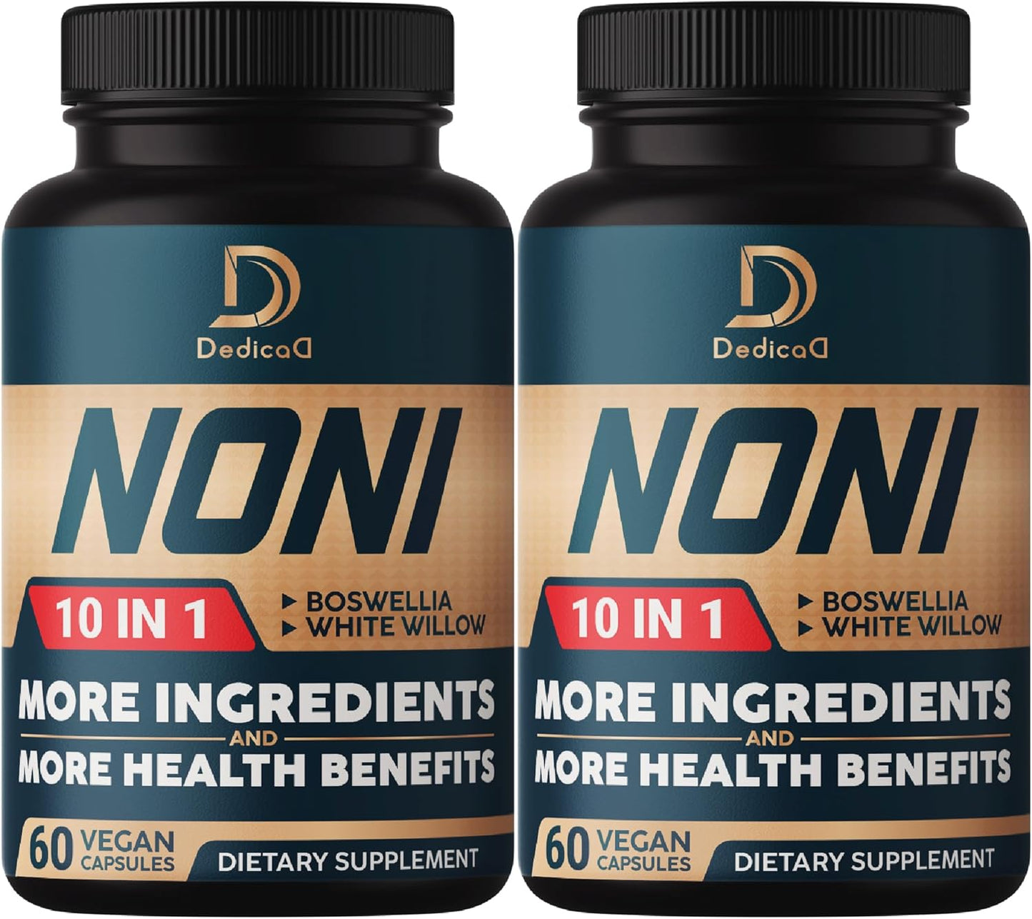 Noni Capsules 10-in-1 with Elderberry, Boswellia, Turmeric, Ginger - 4 Month Supply for Muscle, Joint, Digestive & Immune Support - 120 Vegan Capsules - Non-GMO & Gluten-Free