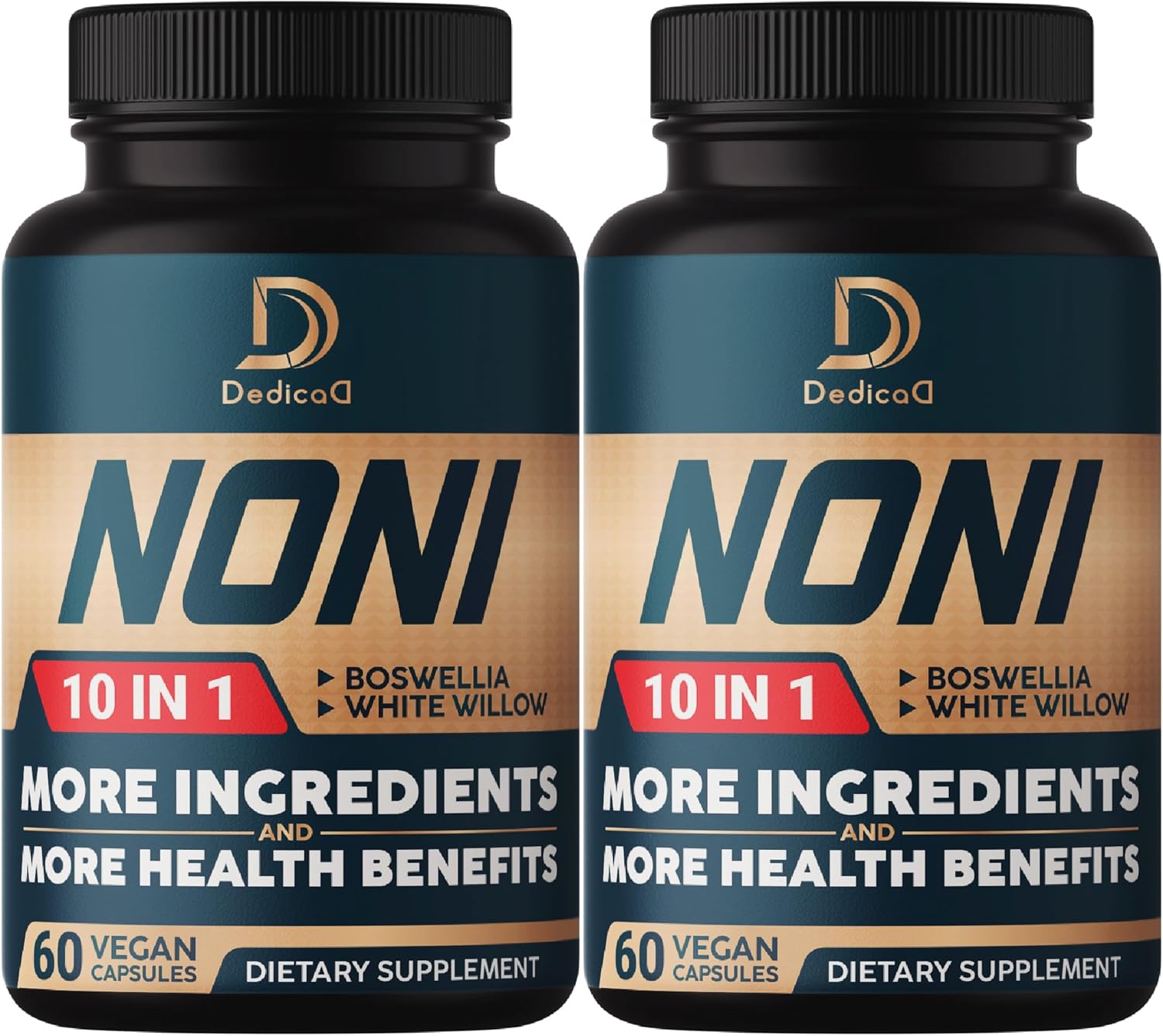 Noni Capsules 10-in-1 with Elderberry, Boswellia, Turmeric, Ginger - 4 Month Supply for Muscle, Joint, Digestive & Immune Support - 120 Vegan Capsules - Non-GMO & Gluten-Free