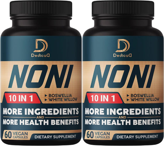 Noni Capsules 10-in-1 with Elderberry, Boswellia, Turmeric, Ginger - 4 Month Supply for Muscle, Joint, Digestive & Immune Support - 120 Vegan Capsules - Non-GMO & Gluten-Free