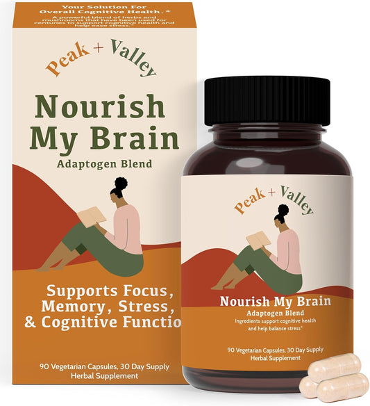 Nootropic Brain Support Supplement with Lion's Mane & Ashwagandha - 1450mg, 90 Ct Capsules for Memory, Focus, Energy - Cognitive Formula for Adults & Seniors
