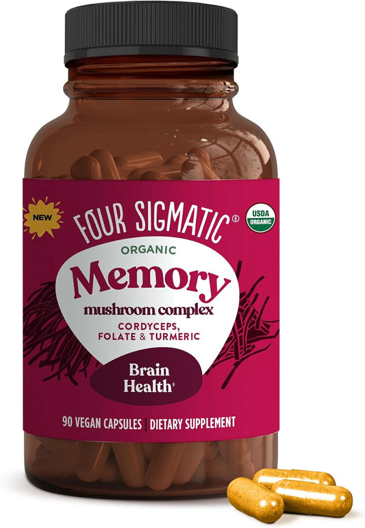 Nootropic Memory Support Capsules with Cordyceps, Turmeric & Ashwagandha | Improve Focus & Mental Clarity | 30 Servings