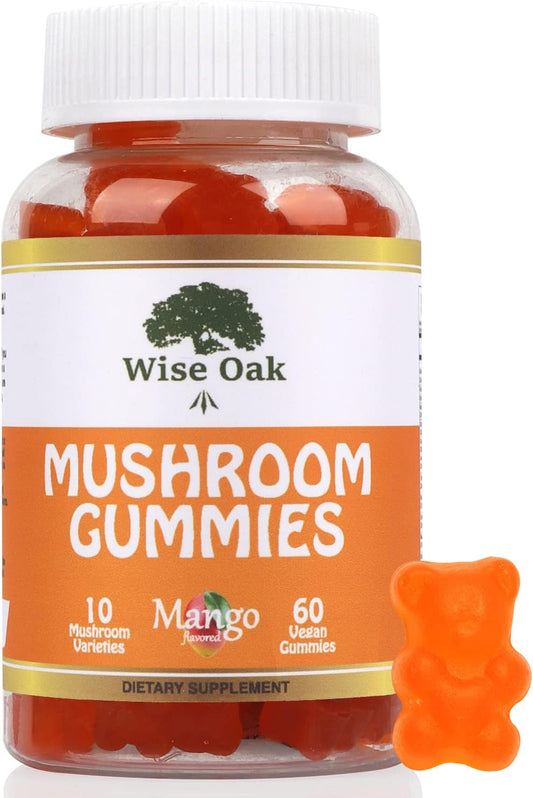 Nootropic Mushroom Gummies with Cordyceps, Reishi, Chaga, Lion's Mane, and More - 10 Mushroom Supplement