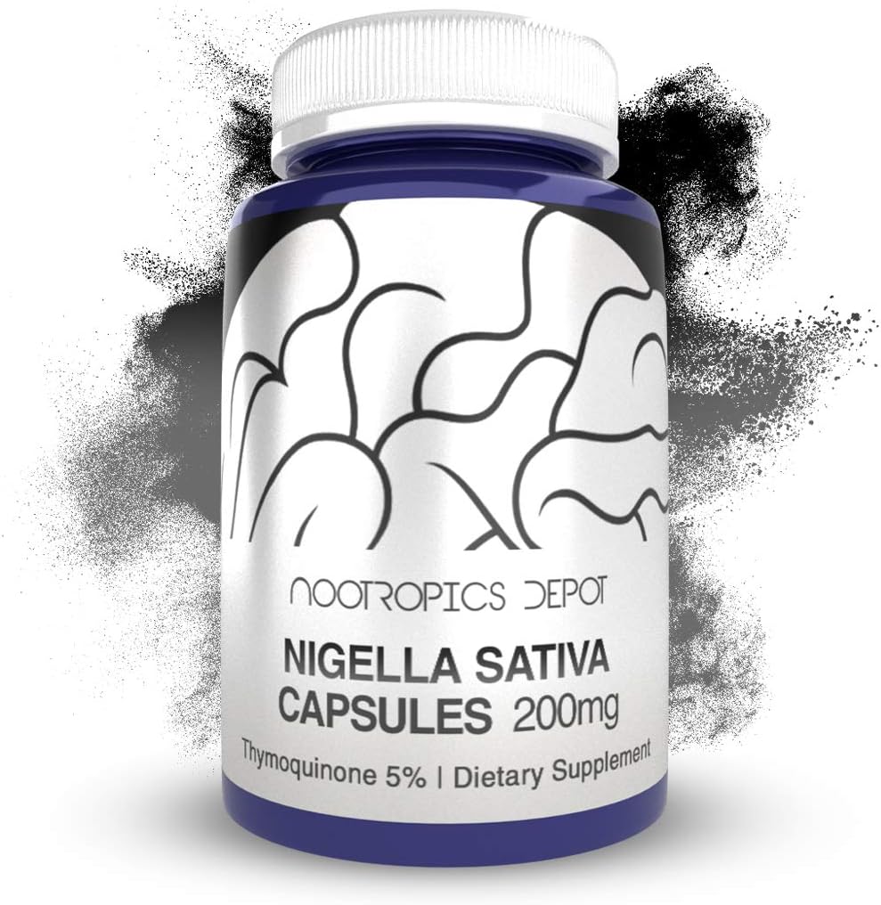 Nootropics Depot Black Seed Oil Extract Capsules | 200mg | 60 Count | High Thymoquinone Content | Supports Brain, Memory, Liver, and Immune Health